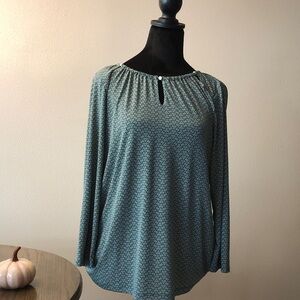 Liz Claiborne Teal Patterned Blouse